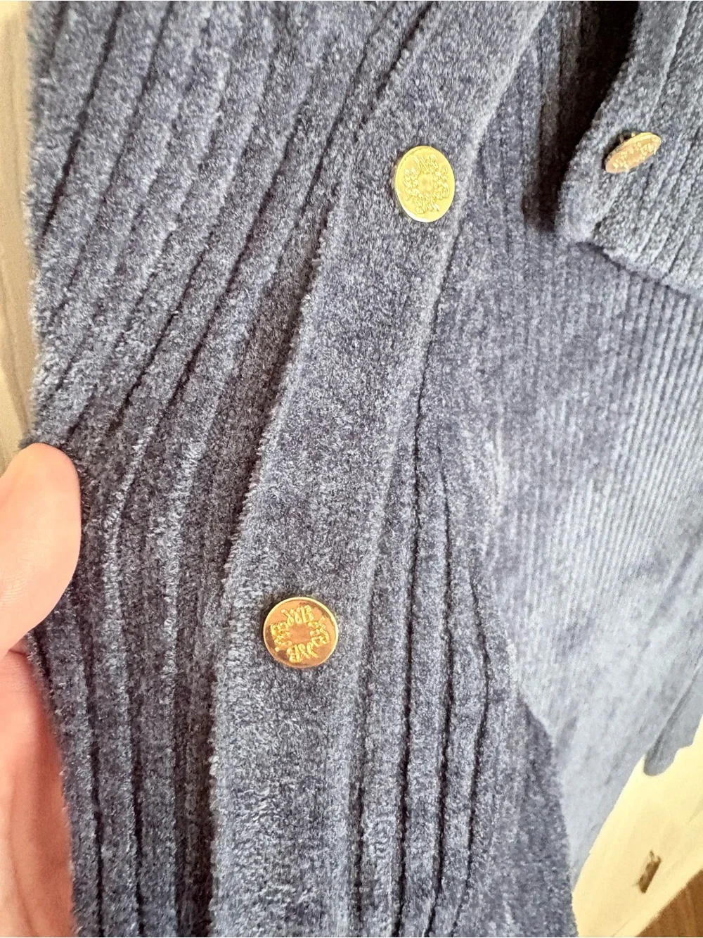 WHBM Long Sleeve Snap Detail Sweater Dress NWT Size Large True Indigo - Picture 4 of 11